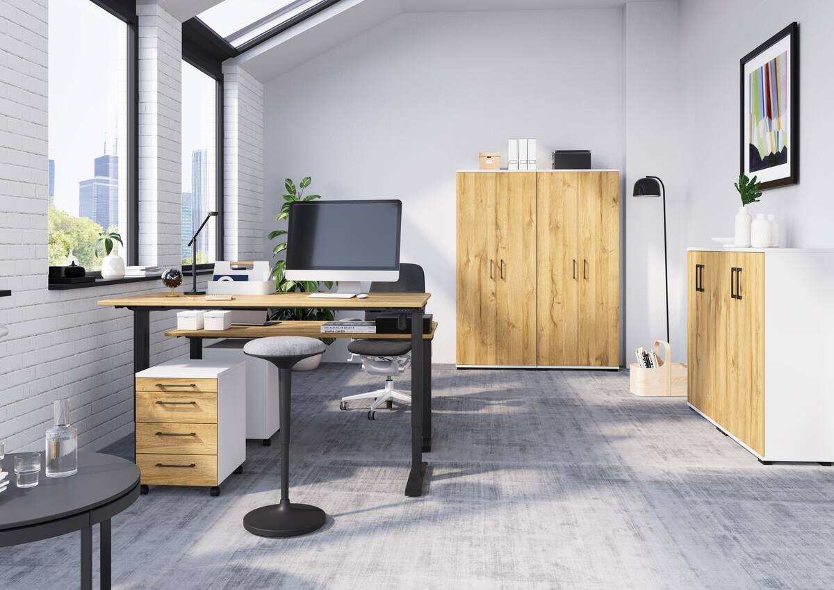 Schreibtisch 4252-582 Eiche Grand-Son Nachbildung schwarz B/H/T: ca. 160x80x80 cm Schreibtisch 4252-582 Eiche Grand-Son Nachbildung schwarz B/H/T: ca. 160x80x80 cm