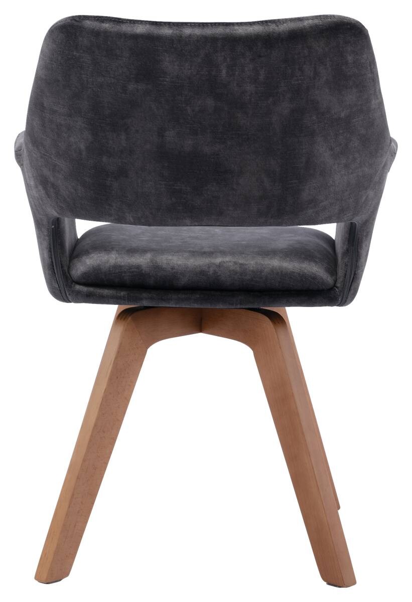 Stuhl KLARA 2er-Set anthrazit Vintage Samt Holz B/H/T: ca. 52x89x63,5 cm