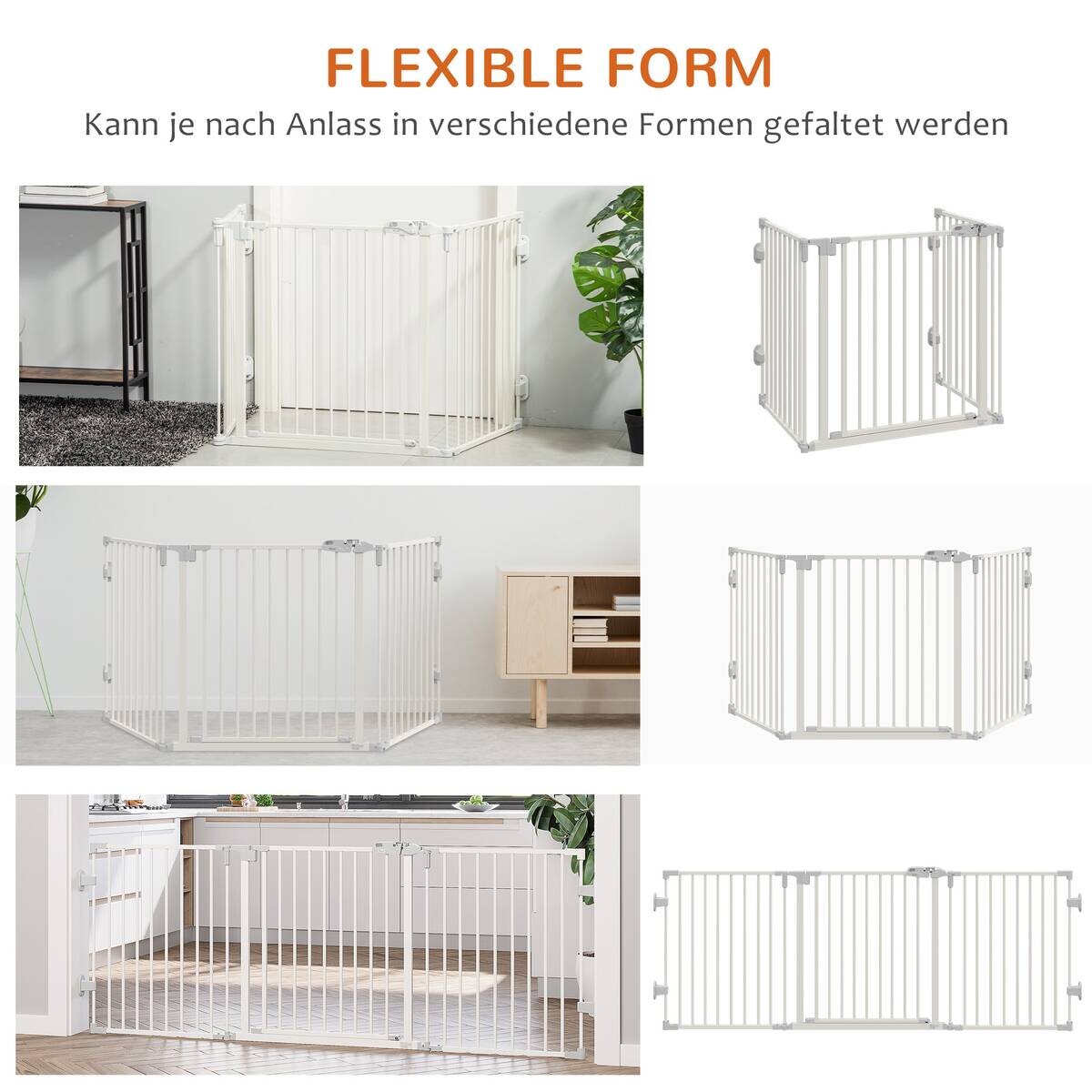 PawHut Hunde-Schutzgitter weiß Edelstahl B/H/L: ca. 2x202,5x76 cm