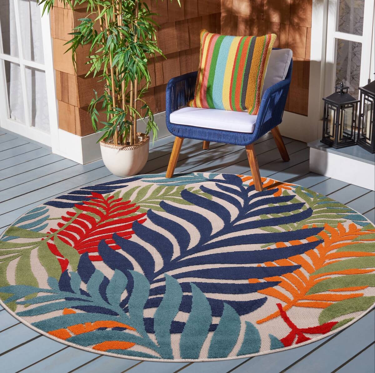 Sanat Outdoorteppich FLORAL bunt B/L: ca. 150x150 cm