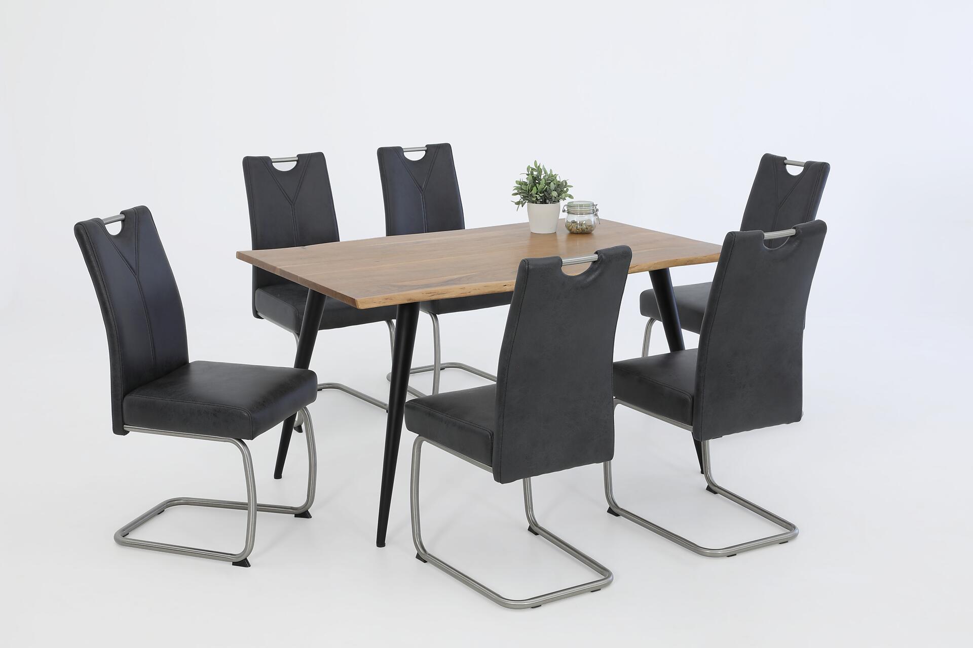 Schwingstuhl Sophie 2er Set anthrazit Vintage Microfaser B/H/T: ca. 43x99x58 cm