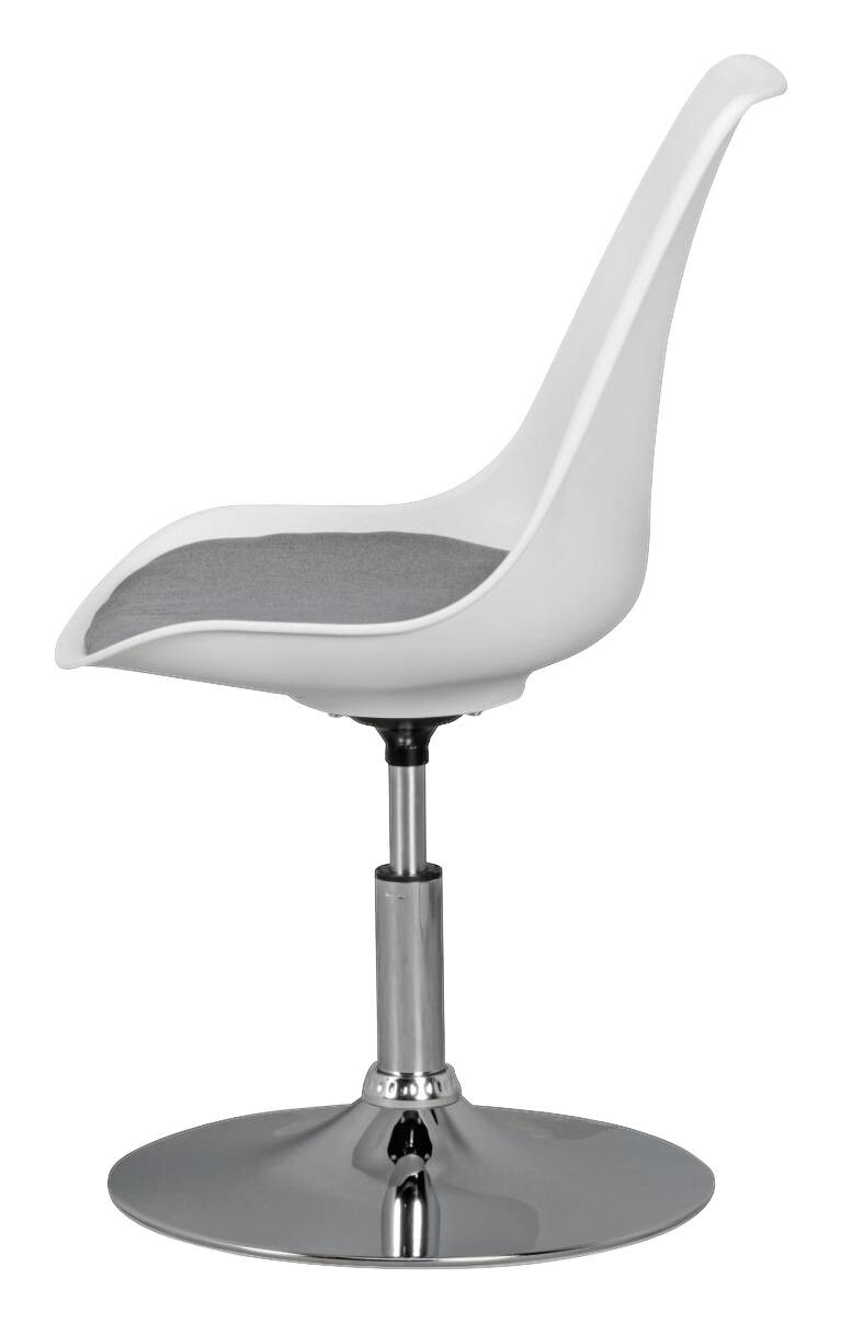 Drehstuhl weiß grau Chrom Kunststoff Stoff Metall