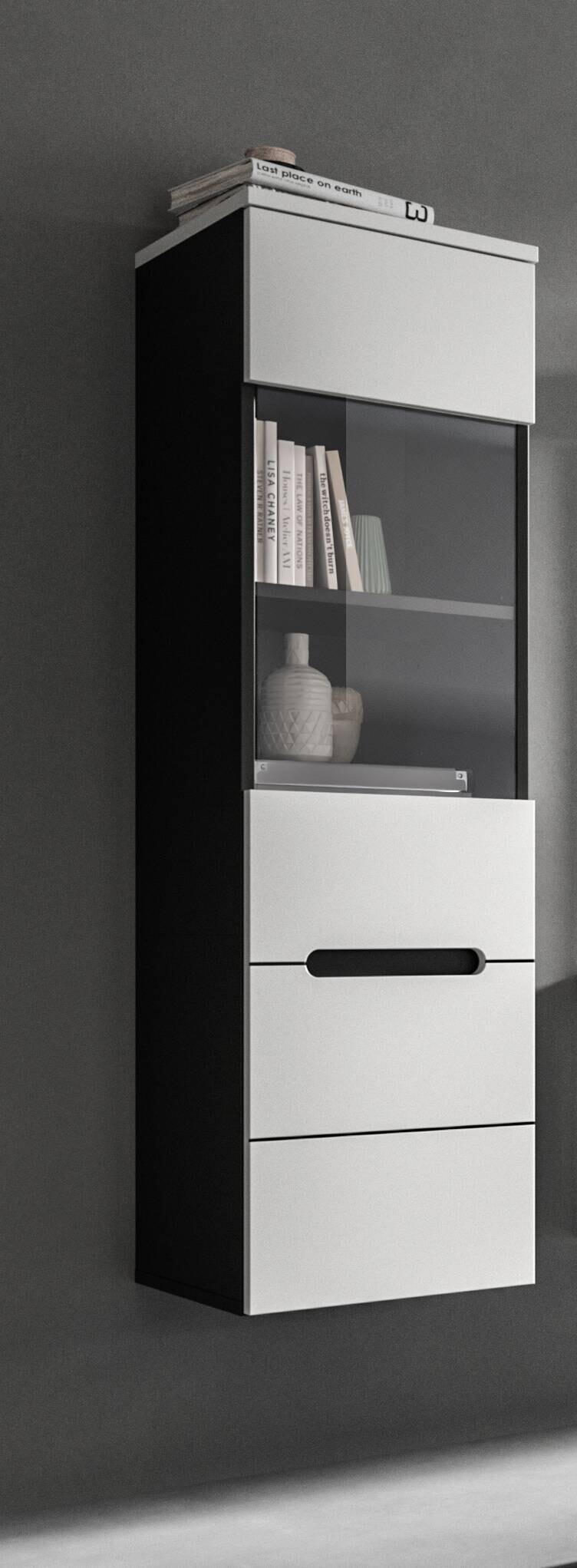 Vitrine Canu basaltgrau weiß B/H/T: ca. 36x125x33 cm