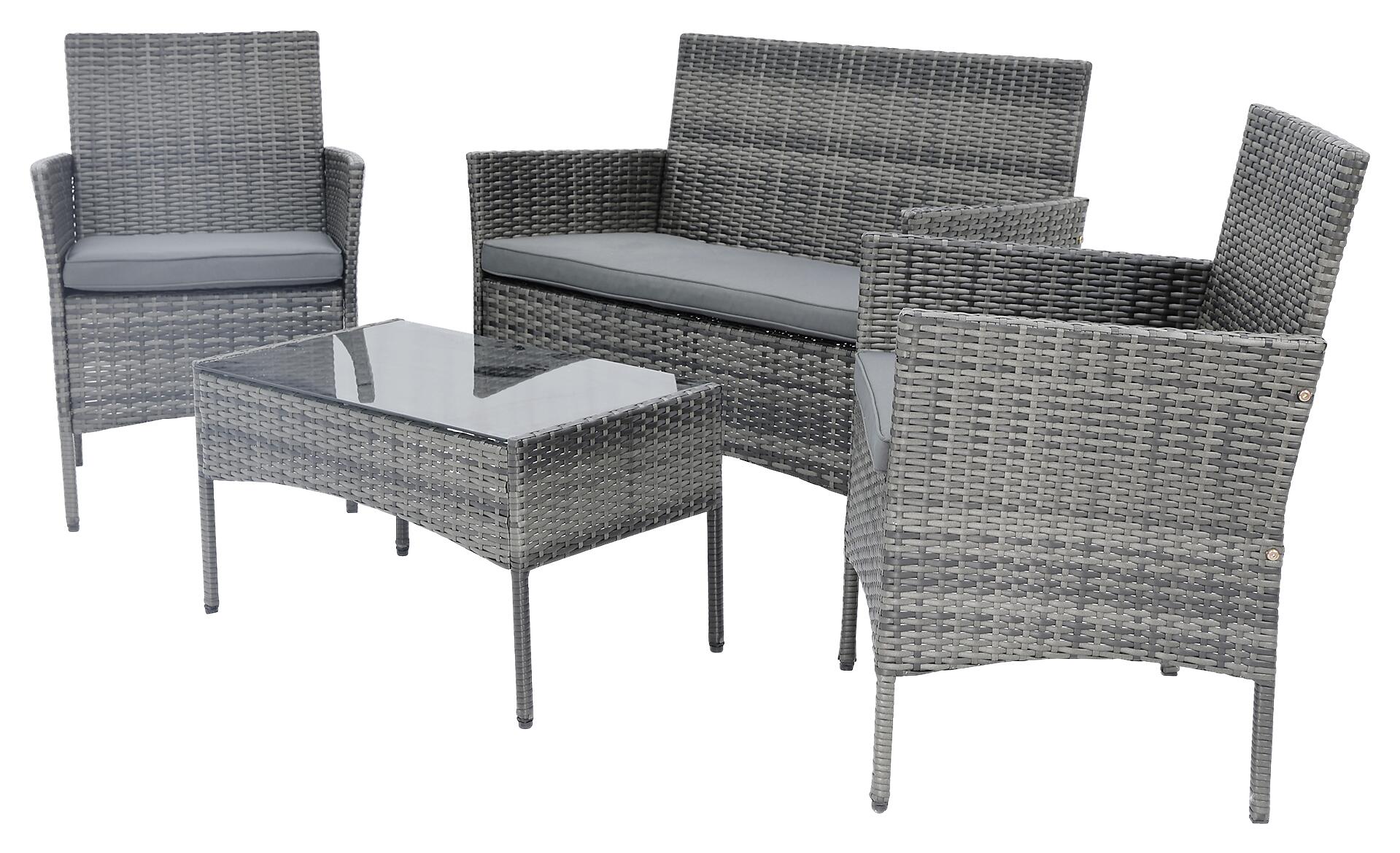 POCOline Gartensitzgruppe Valencia grau Polyrattangeflecht