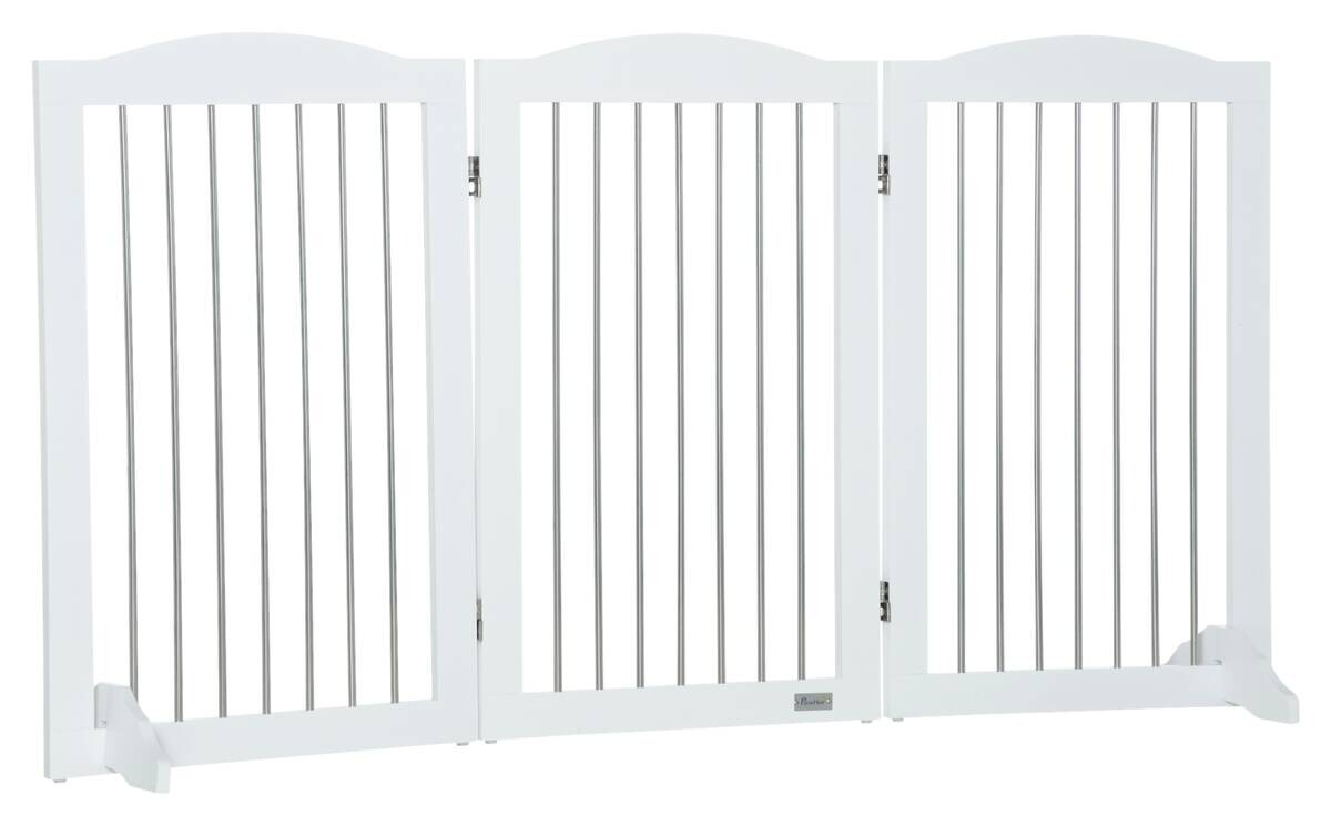 PawHut Hunde-Absperrgitter weiß Stahl B/H/L: ca. 30x80x154 cm