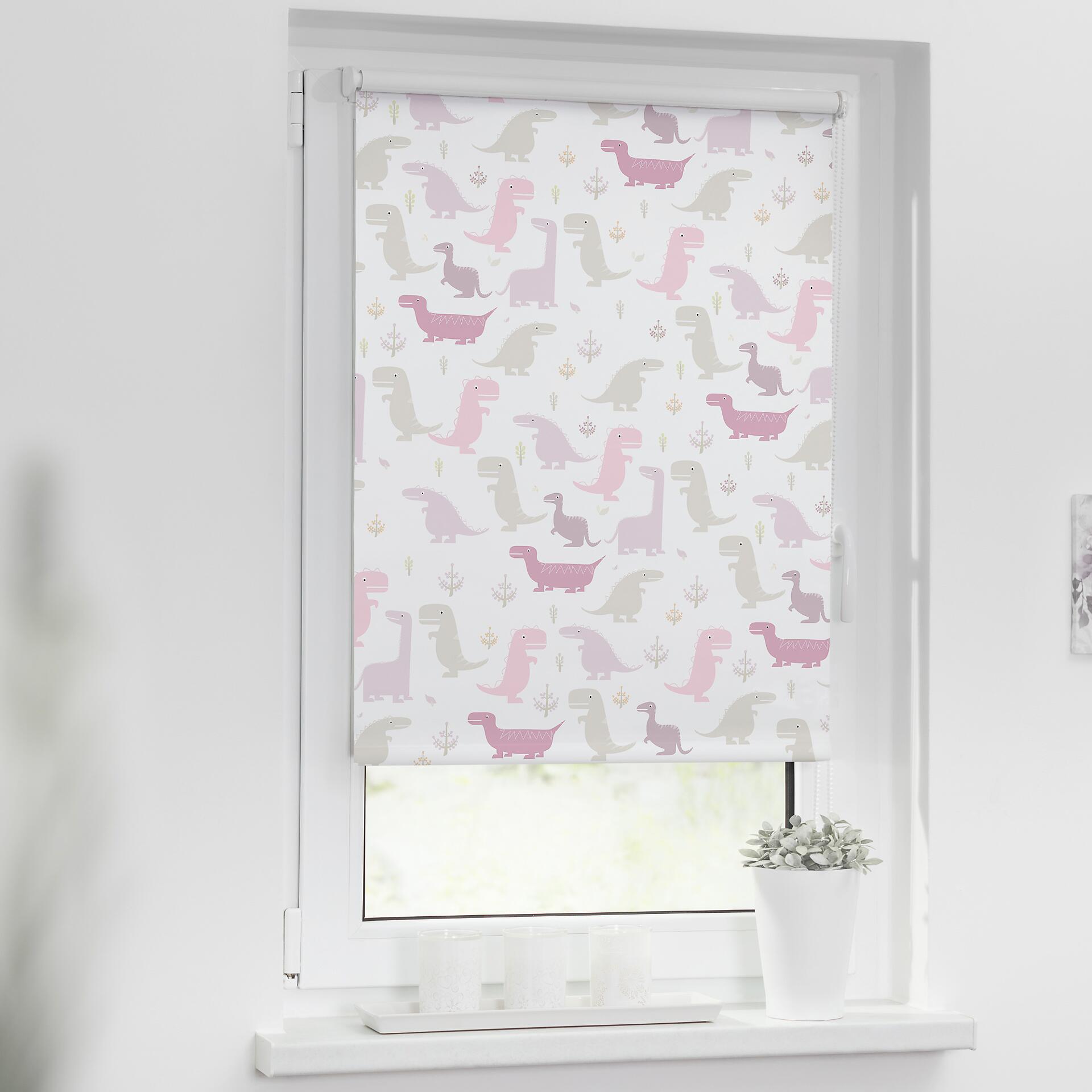 LICHTBLICK Verdunkelungsrollo Dinos pink B/L: ca. 70x150 cm