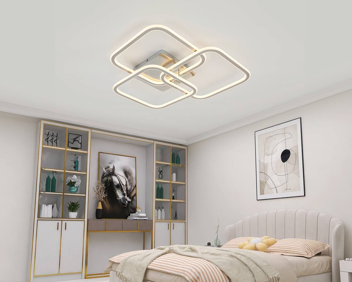 Nolo LED-Deckenleuchte Thrice nickel Satiniert Alu B/H/L: ca. 54x10x58 cm