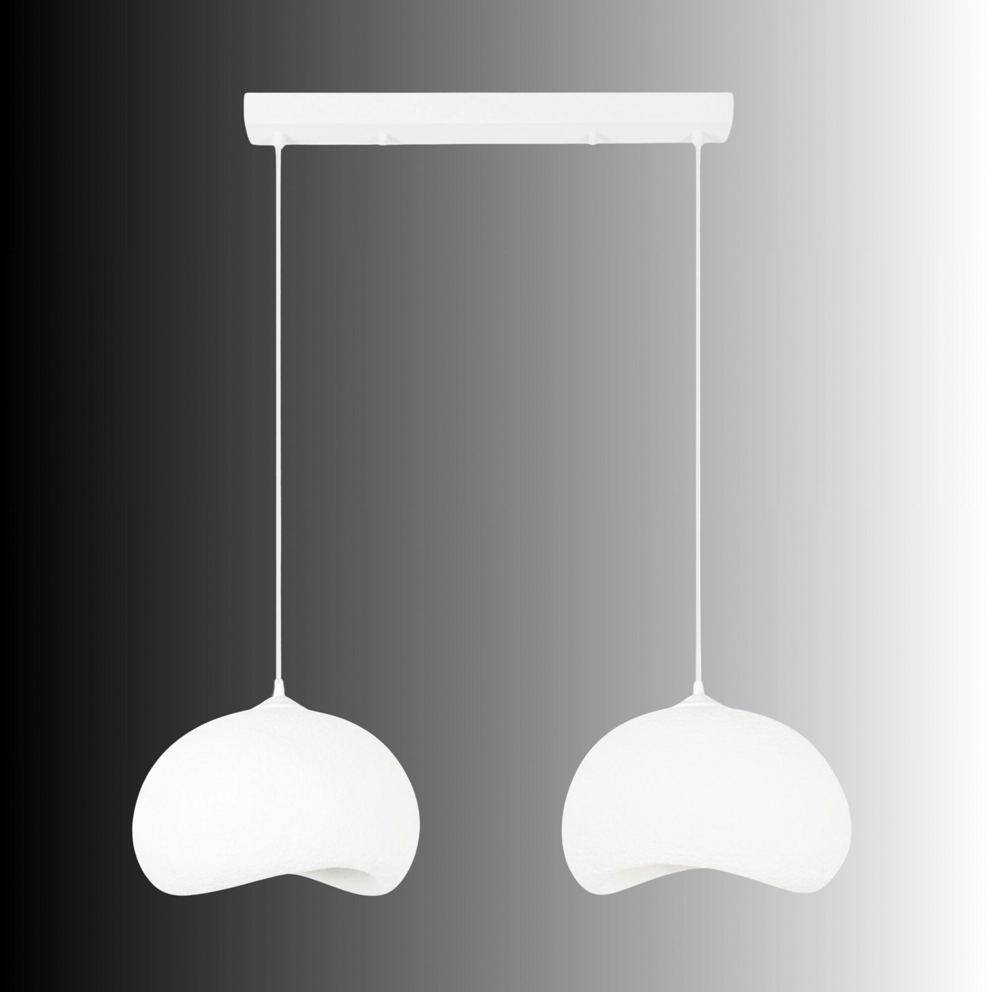 Opviq Pendelleuchte Yontu-15852-A weiß Metall Polyester-Mischgewebe B/H/L: ca. 29x120x34 cm E27 2 Brennstellen