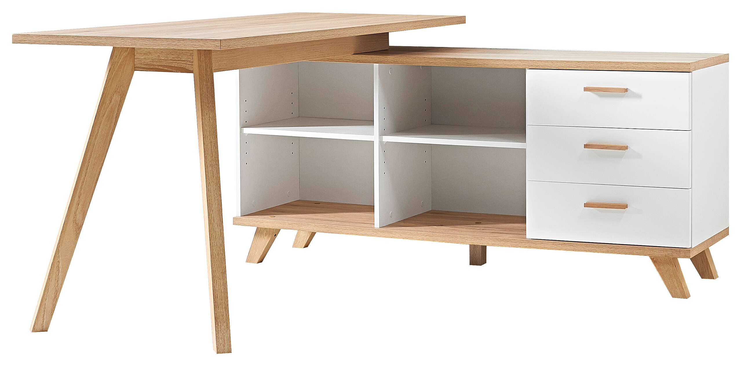 Schreibtisch weiß Eiche San-Remo Nachbildung B/H/T: ca. 144x75x145 cm