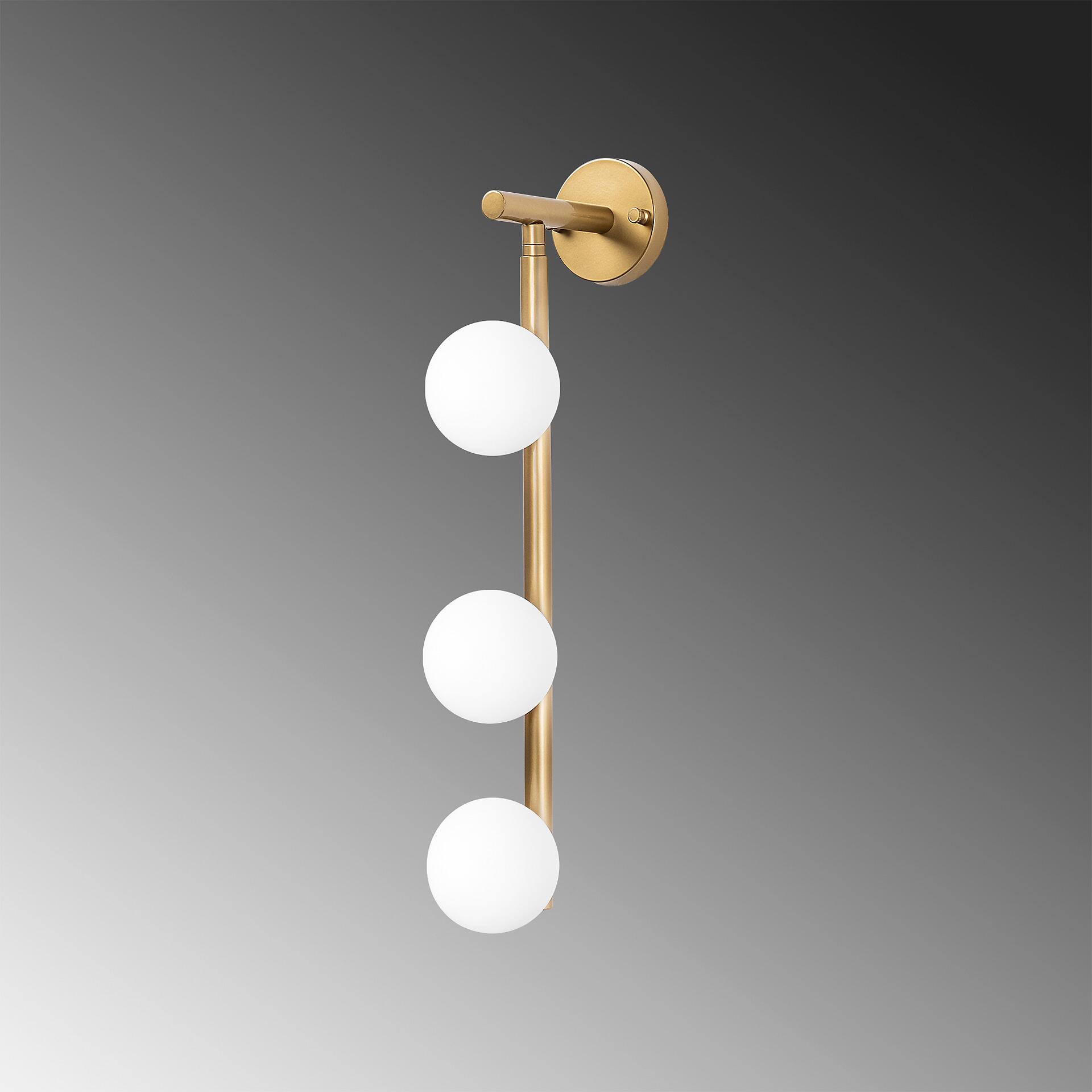 Opviq Wandleuchte gold Metall Glas B/H/L: ca. 24x59x10 cm G9 3 Brennstellen