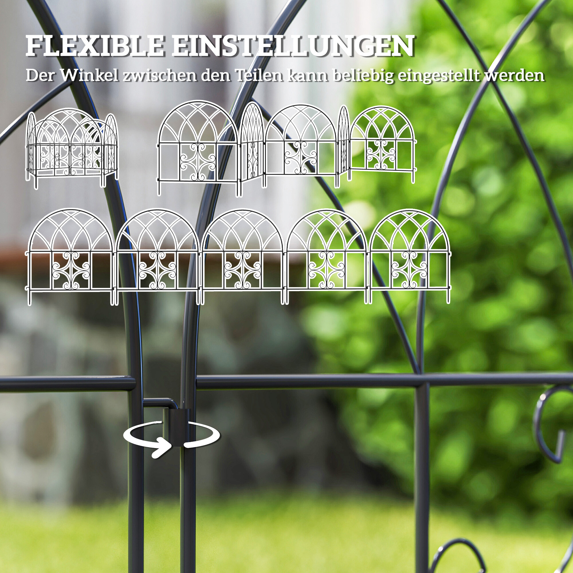 Outsunny Gartenzaun schwarz Stahl B/H/L: ca. 1x70x300 cm