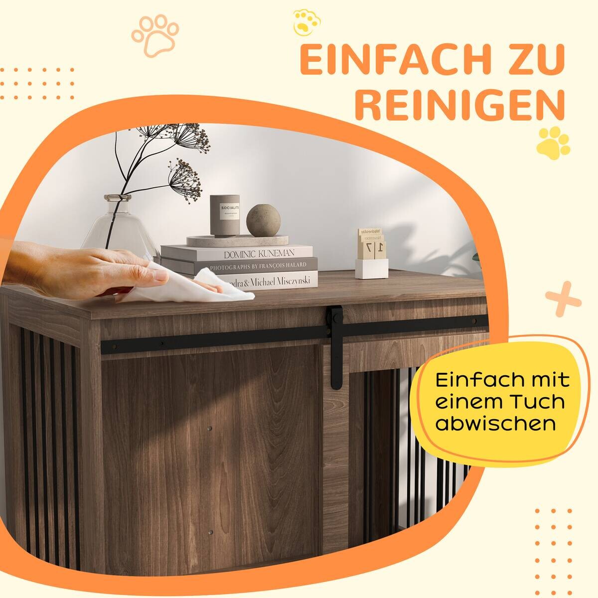 PawHut Hundekäfig nussbaum Spanplatte B/H/L: ca. 58x61x98 cm