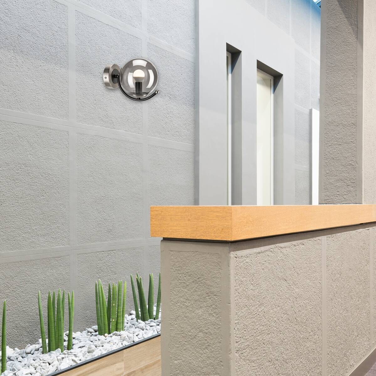 Lamkur Wandleuchte Chrom Stahl Glas B/H/L: ca. 20x14,5x20 cm E14 1 Brennstellen