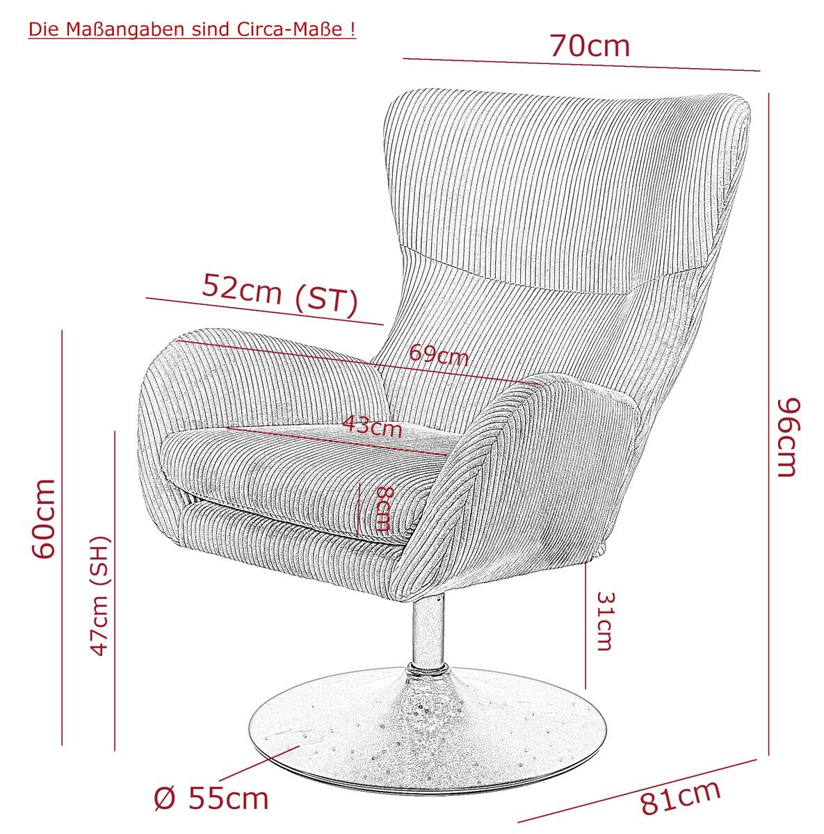 Sessel Samos dunkelgrau Microfaser B/H/T: ca. 72x96x81 cm