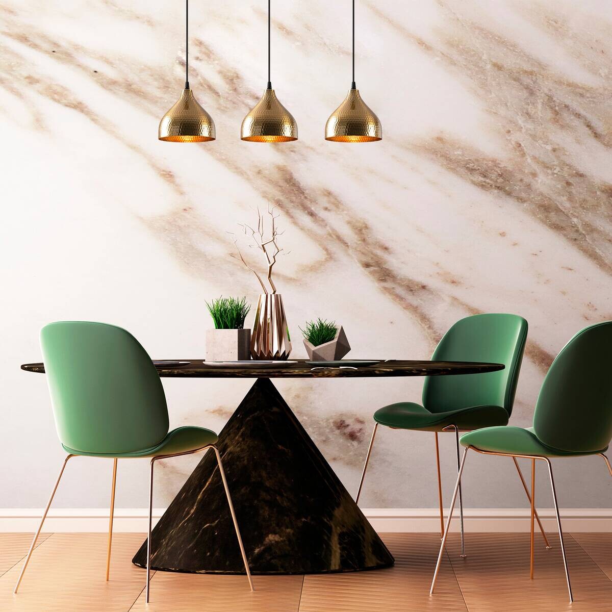 Opviq Pendelleuchte Tattoo bronze Metall B/H/T/L/D: ca. 18x114x18x68x18 cm E27 3 Brennstellen