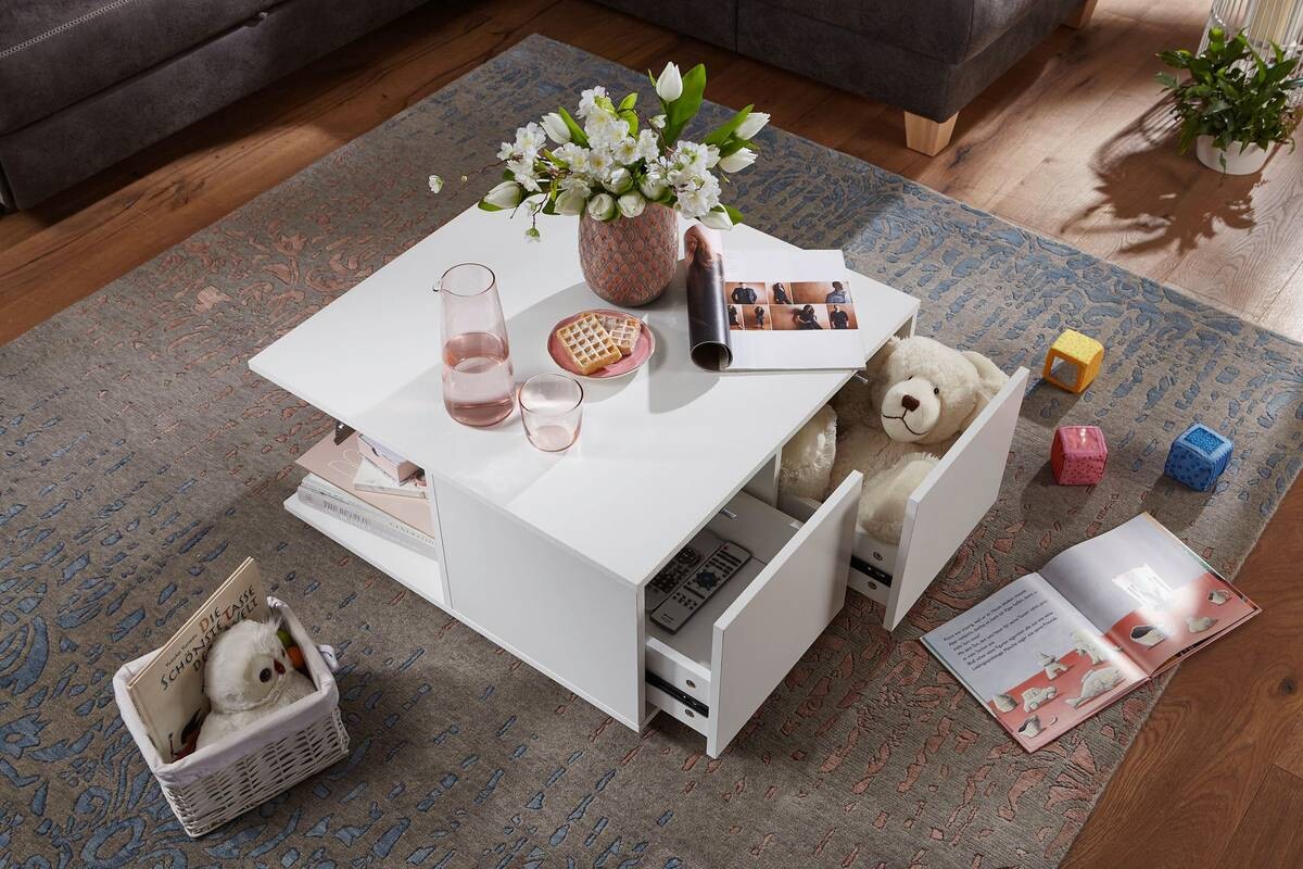 Wohnling Couchtisch weiß Holzwerkstoff B/H/T: ca. 70x36,5x70 cm