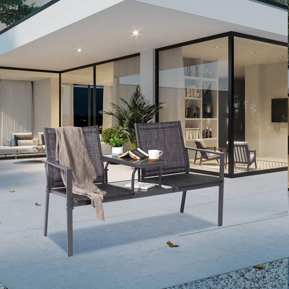 POCOline Gartenbank Paris grau Stahl B/H/L: ca. 61x89x147 cm