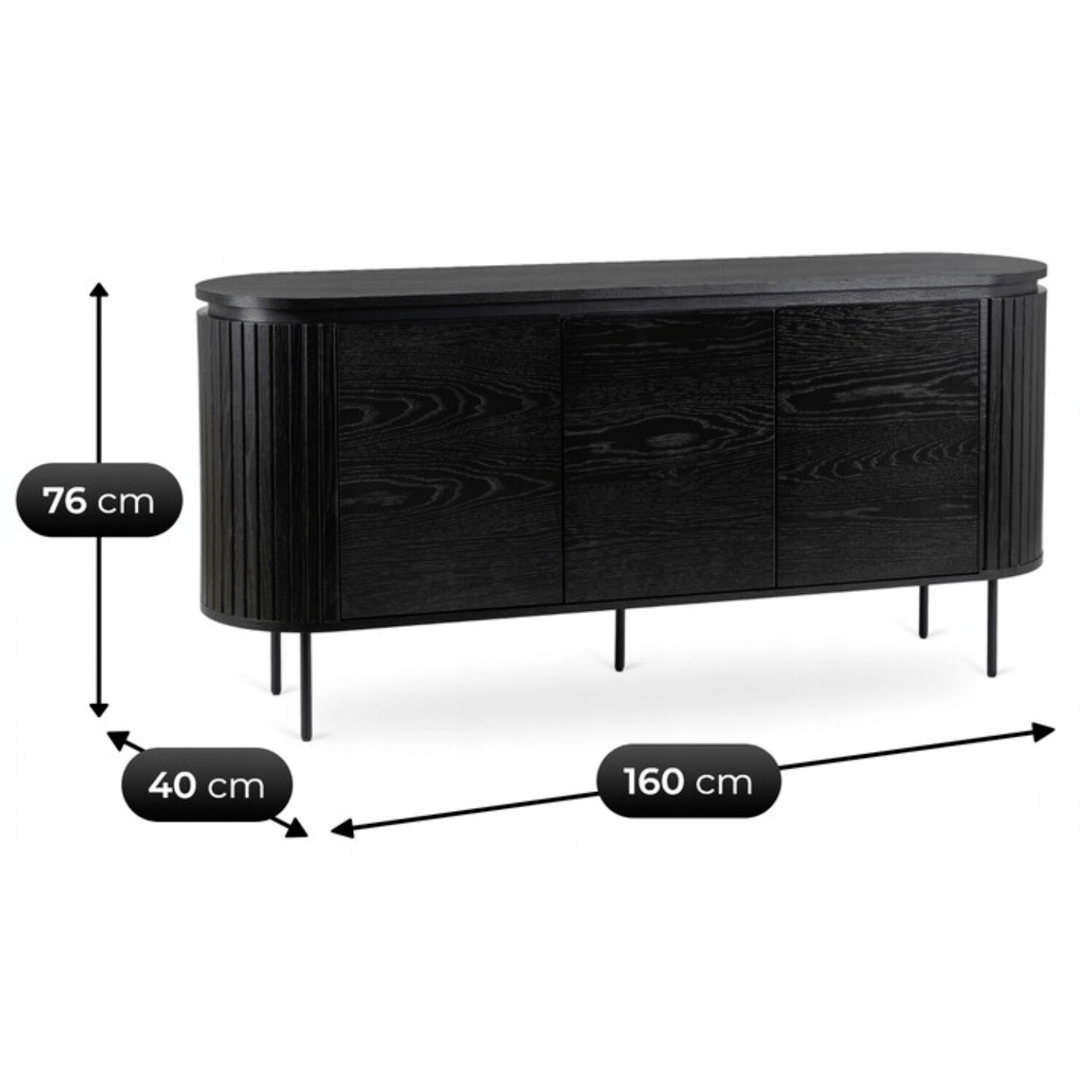 Kommode ALBERI schwarz B/H/T: ca. 160x76x40 cm