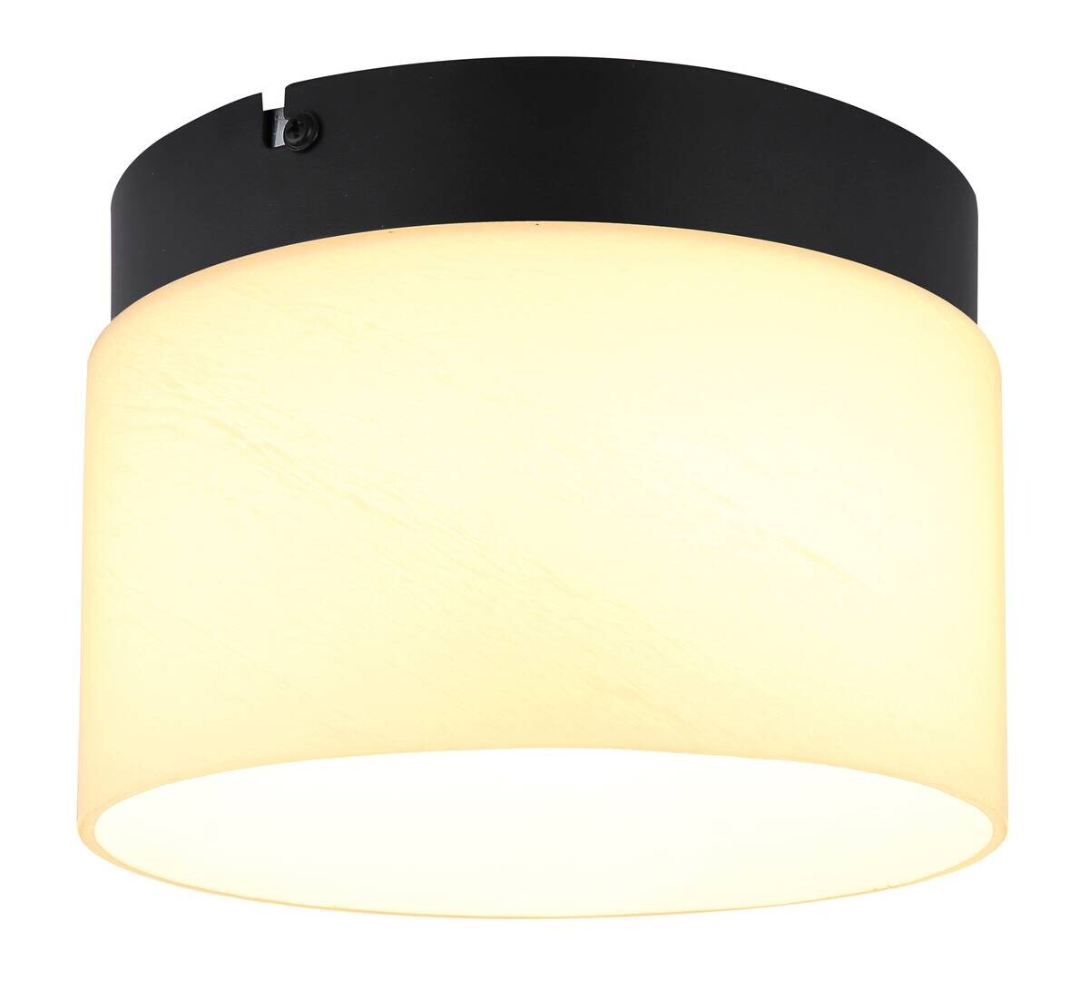 GLOBO Deckenleuchte mattschwarz Opal Metall Glas H/D: ca. 14x20 cm 1 Brennstellen