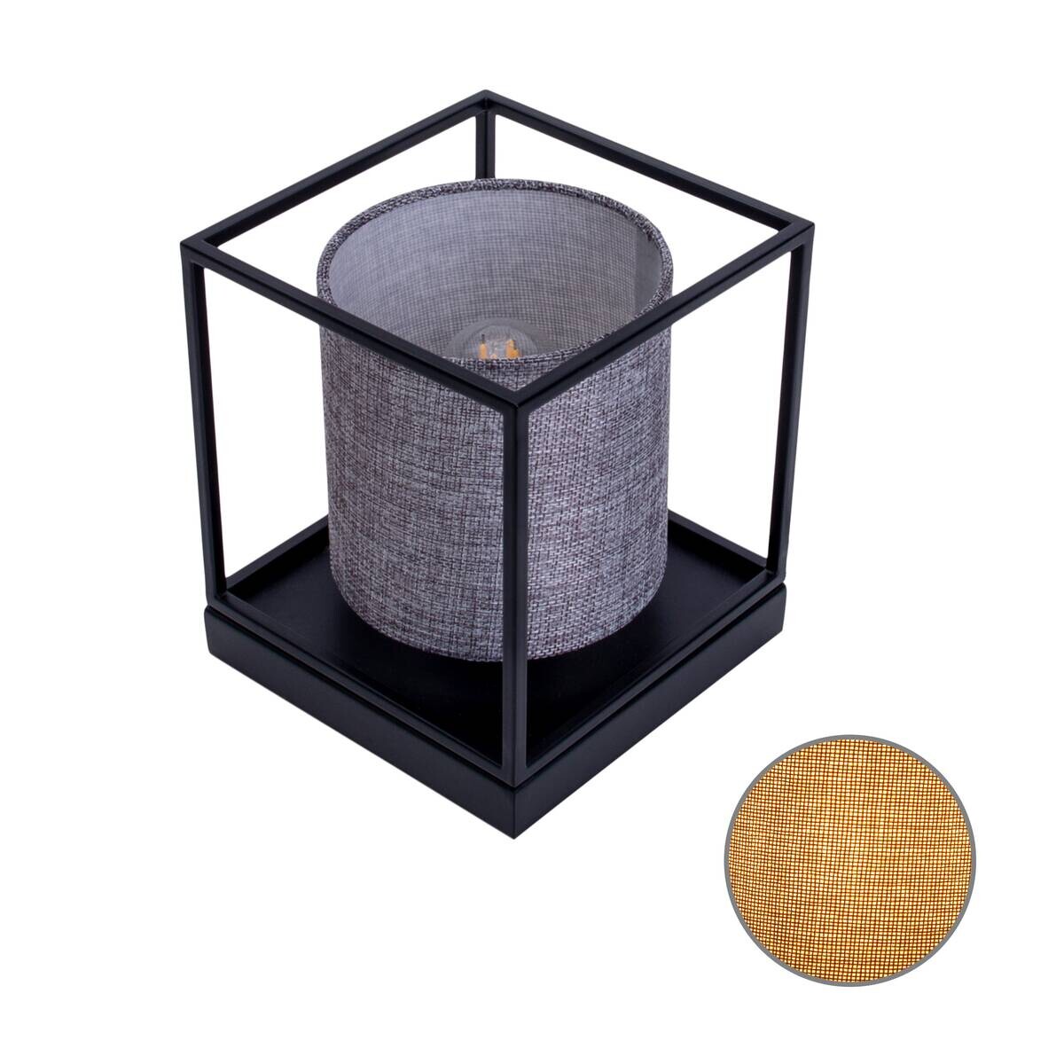 Näve Leuchten Tischleuchte 3190516 grau Metall Textil B/H/T: ca. 15x17x15 cm E14 1 Brennstellen