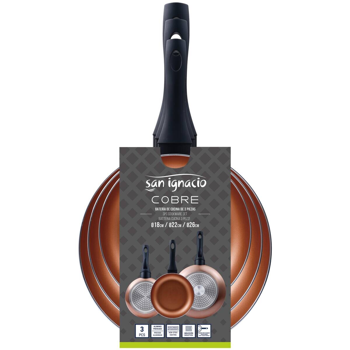 SAN IGNACIO Pfannen-Set COBRE Kupfer Aluminium 3 tlg.