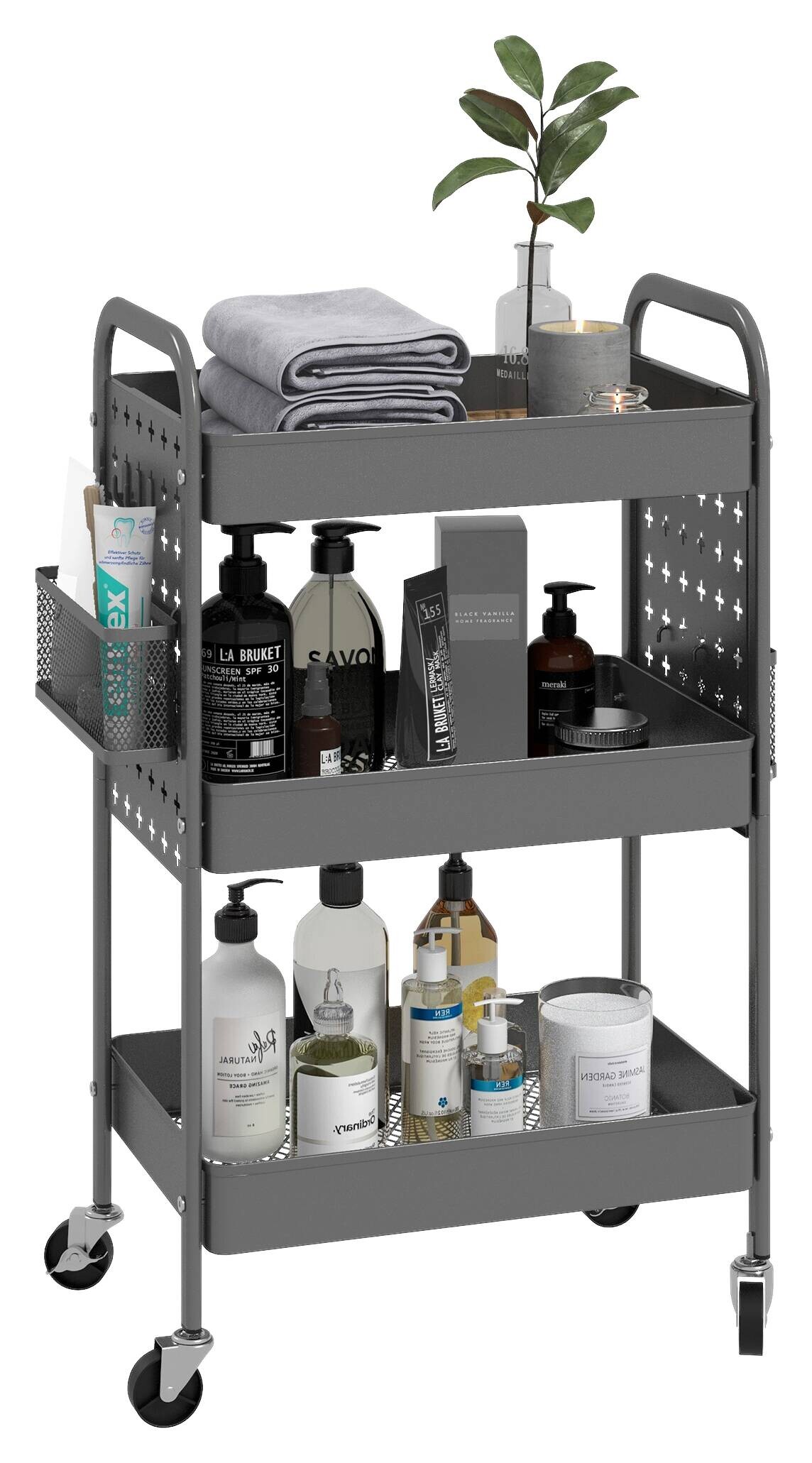 HOMCOM Küchenwagen dunkelgrau Polypropylen B/H/L: ca. 30,5x53,5x75 cm