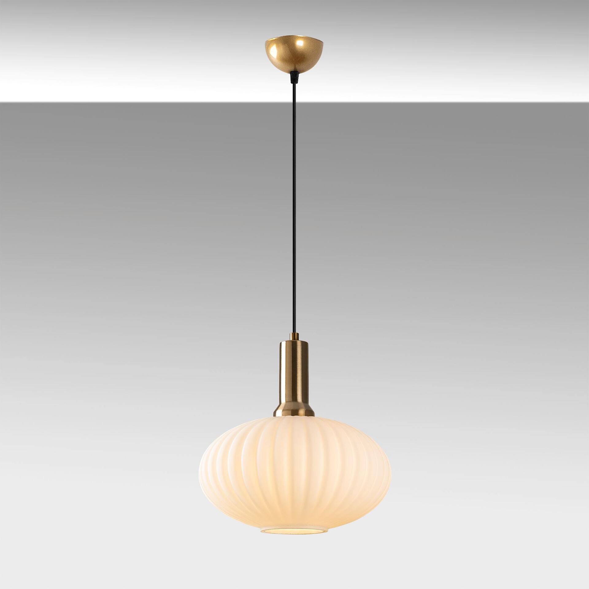 Opviq Pendelleuchte Asker-15181 gold Metall Glas B/H/T/L/D: ca. 30x118x30x30x30 cm E27 1 Brennstellen