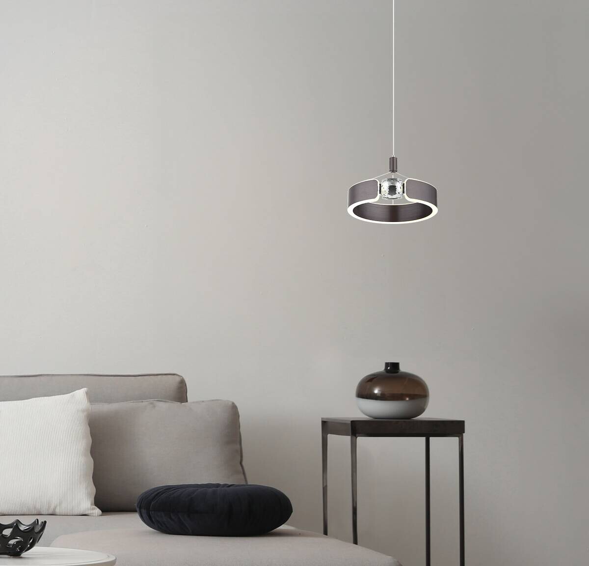 GLOBO LED-Pendelleuchte bronze Opal Metall Acryl H/L: ca. 125x22 cm