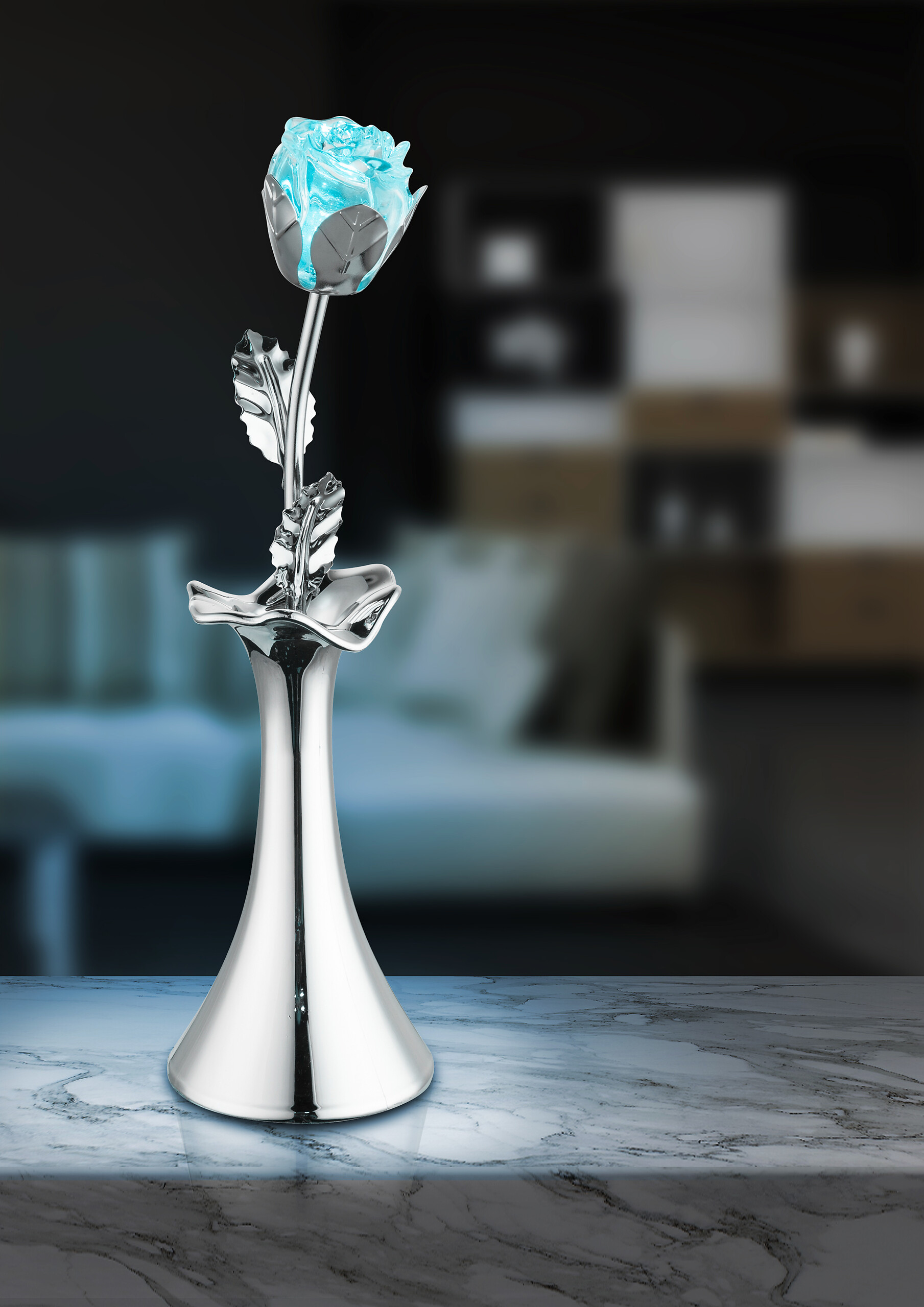 GLOBO Tischleuchte Rosi Chrom klar Metall Acryl H/D: ca. 29x8 cm GLOBO Tischleuchte Rosi Chrom klar Metall Acryl H/D: ca. 29x8 cm