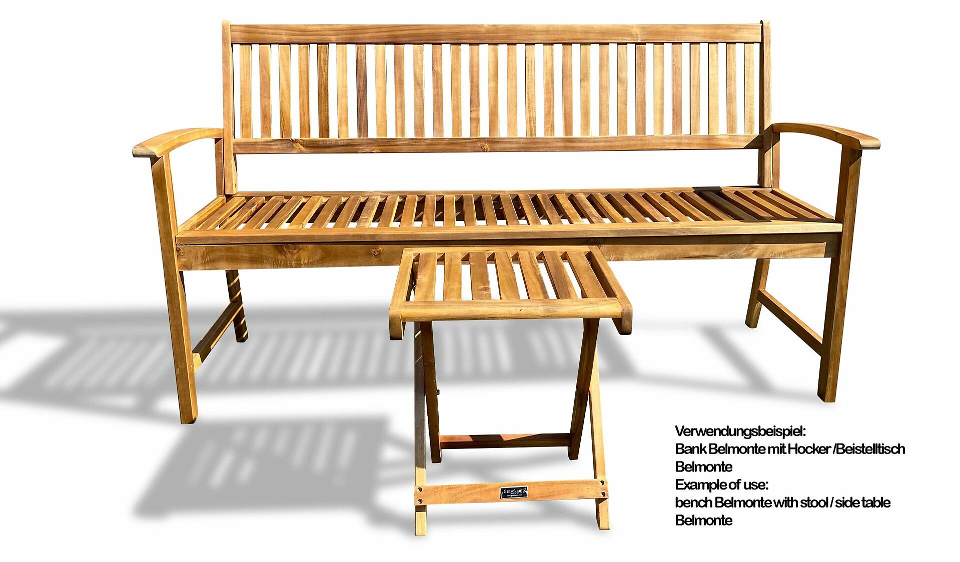 Grasekamp Gartenbank Belmonte natur Akazie B/H/L: ca. 63x90x160 cm