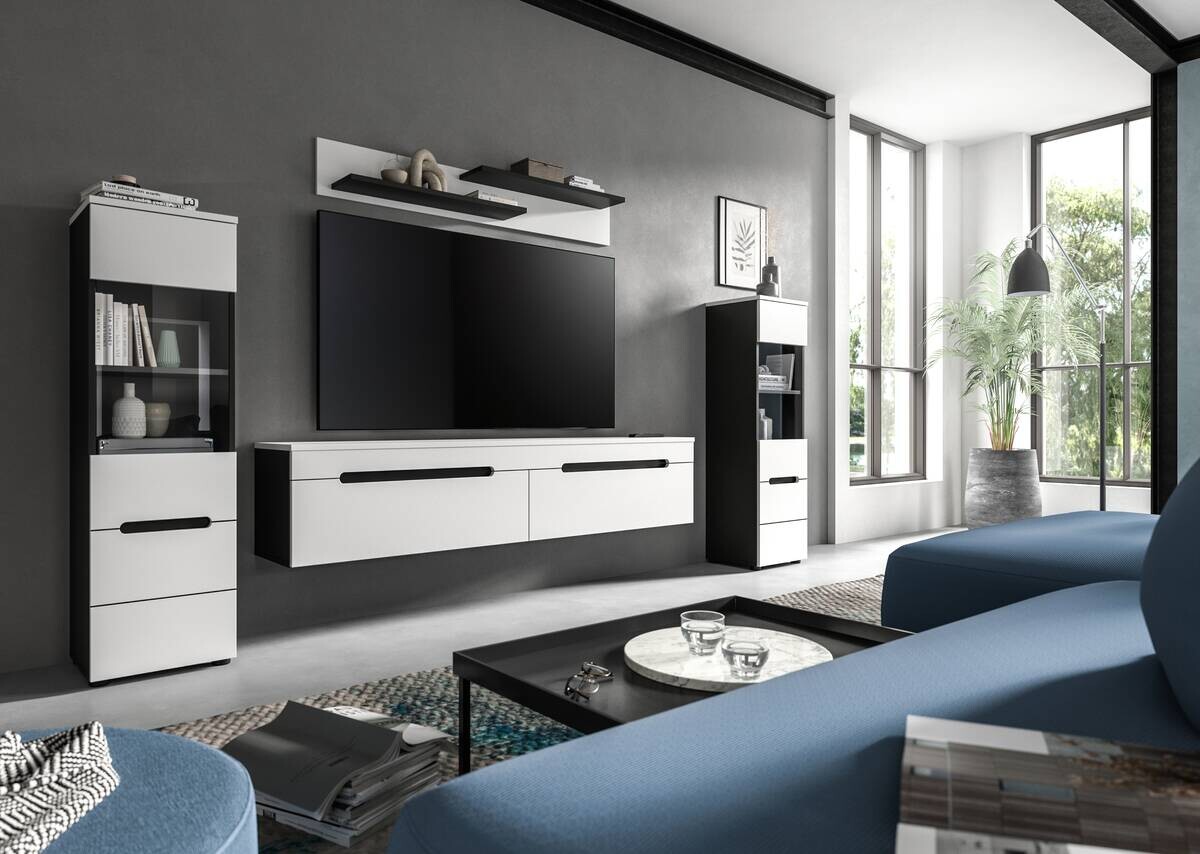 Wohnwand Canu basaltgrau weiß B/H/T: ca. 272x141x33 cm