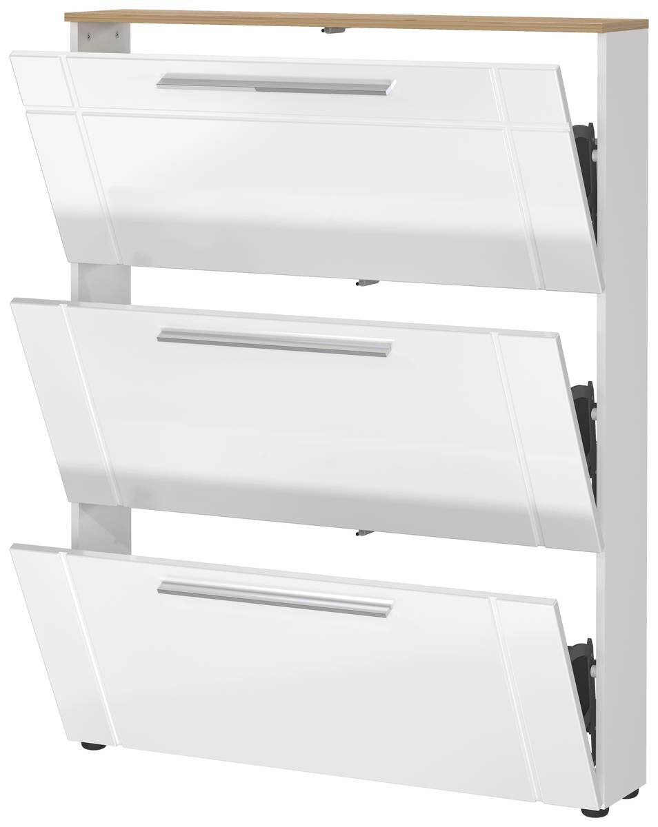 Schuhschrank Astona weiß weiß Hochglanz B/H/T: ca. 100x129x20 cm