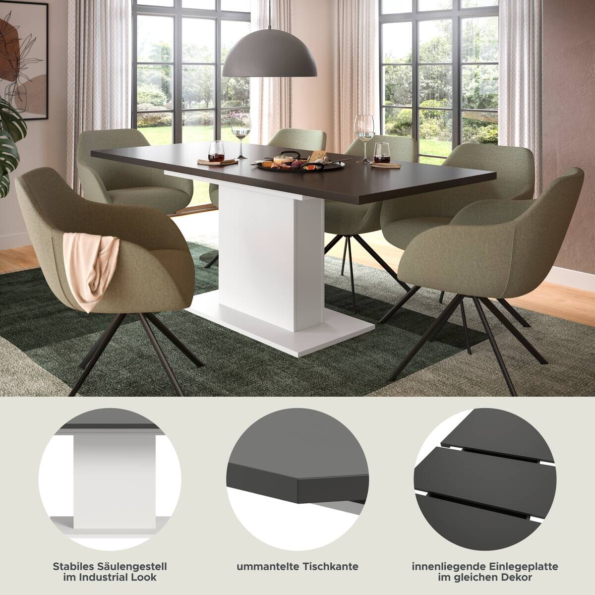 Esstisch MOTION grau B/H/T: ca. 150x76x90 cm