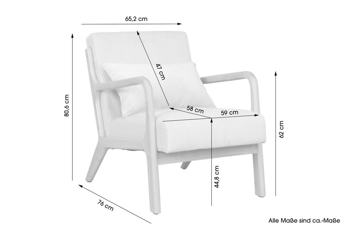 Sessel NOHR natur weiß B/H/T: ca. 65,2x80,6x76 cm