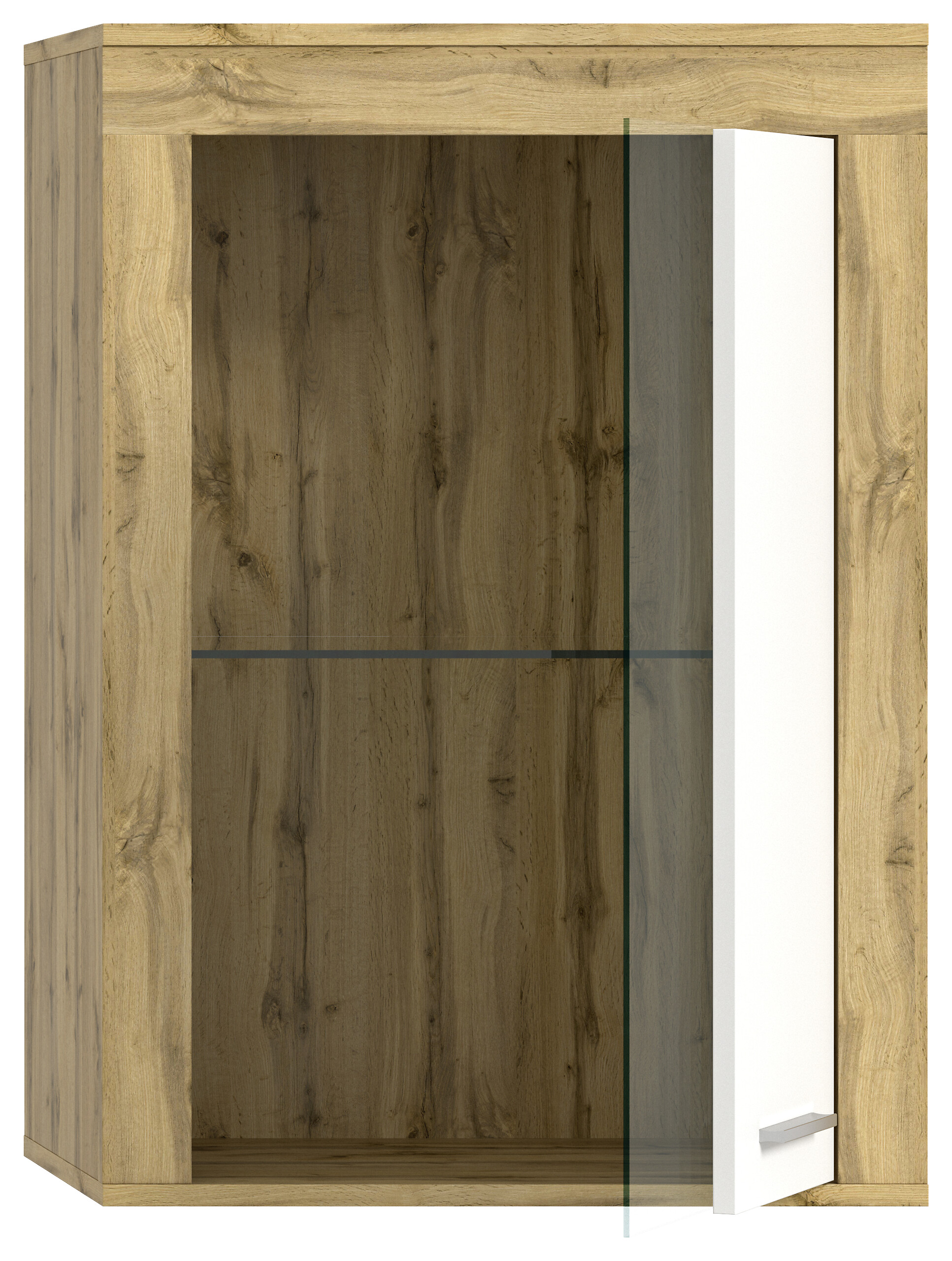 Vitrine Jam Eiche Wotan Nachbildung weiß B/H/T: ca. 60x86x35 cm