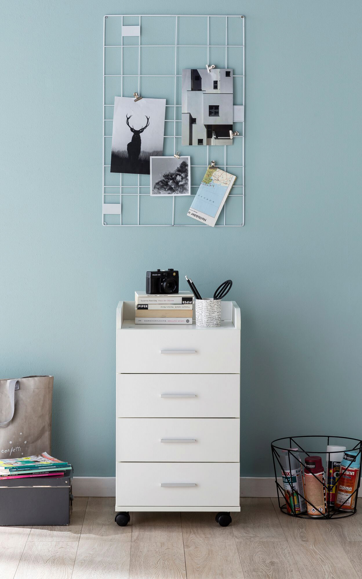 Rollcontainer weiß Spanplatte B/H/T: ca. 40x70,5x33 cm