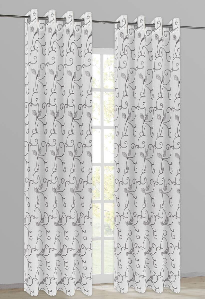 Happy Home Ösenvorhang Ranke weiß B/L: ca. 140x245 cm