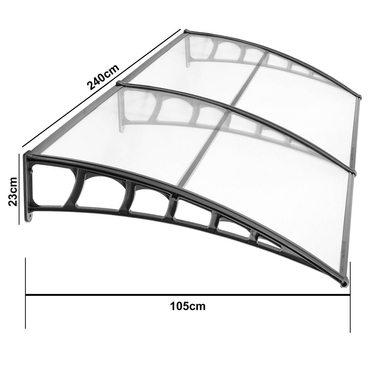 Brosplast Vordach transparent B/H/L: ca. 240x23x105 cm