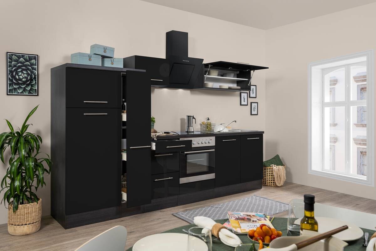Respekta Küchenblock Amanda schwarz Hochglanz B/H/T: ca. 300x200x60 cm