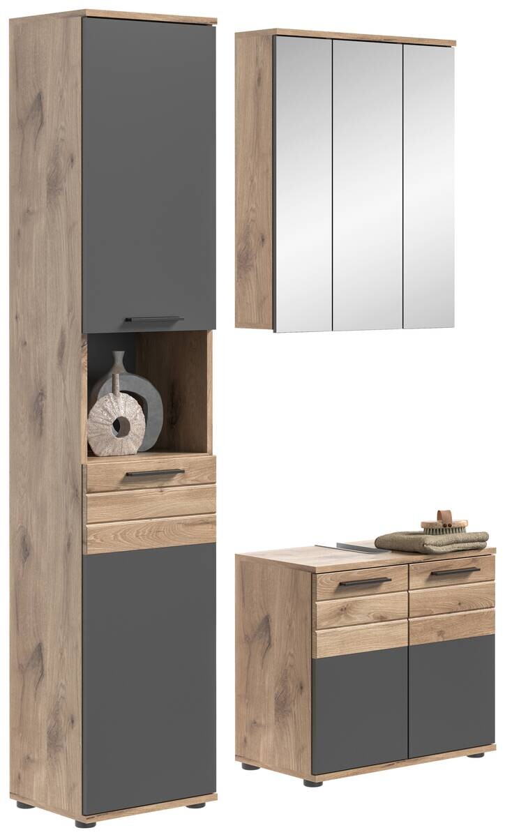 Badezimmer-Set MASON Nox Oak Nachbildung edles Basaltgrau Nachbildung B/H/T: ca. 112x190x34 cm Badezimmer-Set MASON Nox Oak Nachbildung edles Basaltgrau Nachbildung B/H/T: ca. 112x190x34 cm