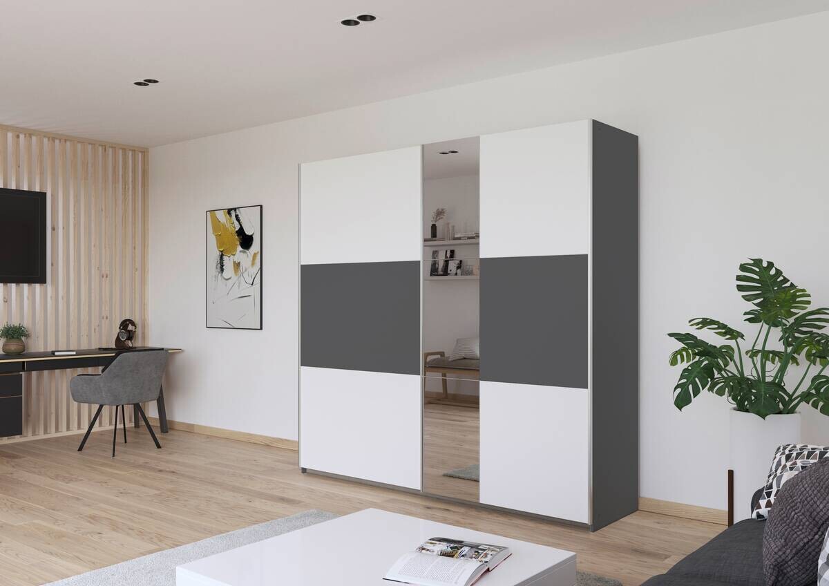 Kleiderschrank Oslo Alpinweiß grau B/H/T: ca. 218x210x59 cm Kleiderschrank Oslo Alpinweiß grau B/H/T: ca. 218x210x59 cm