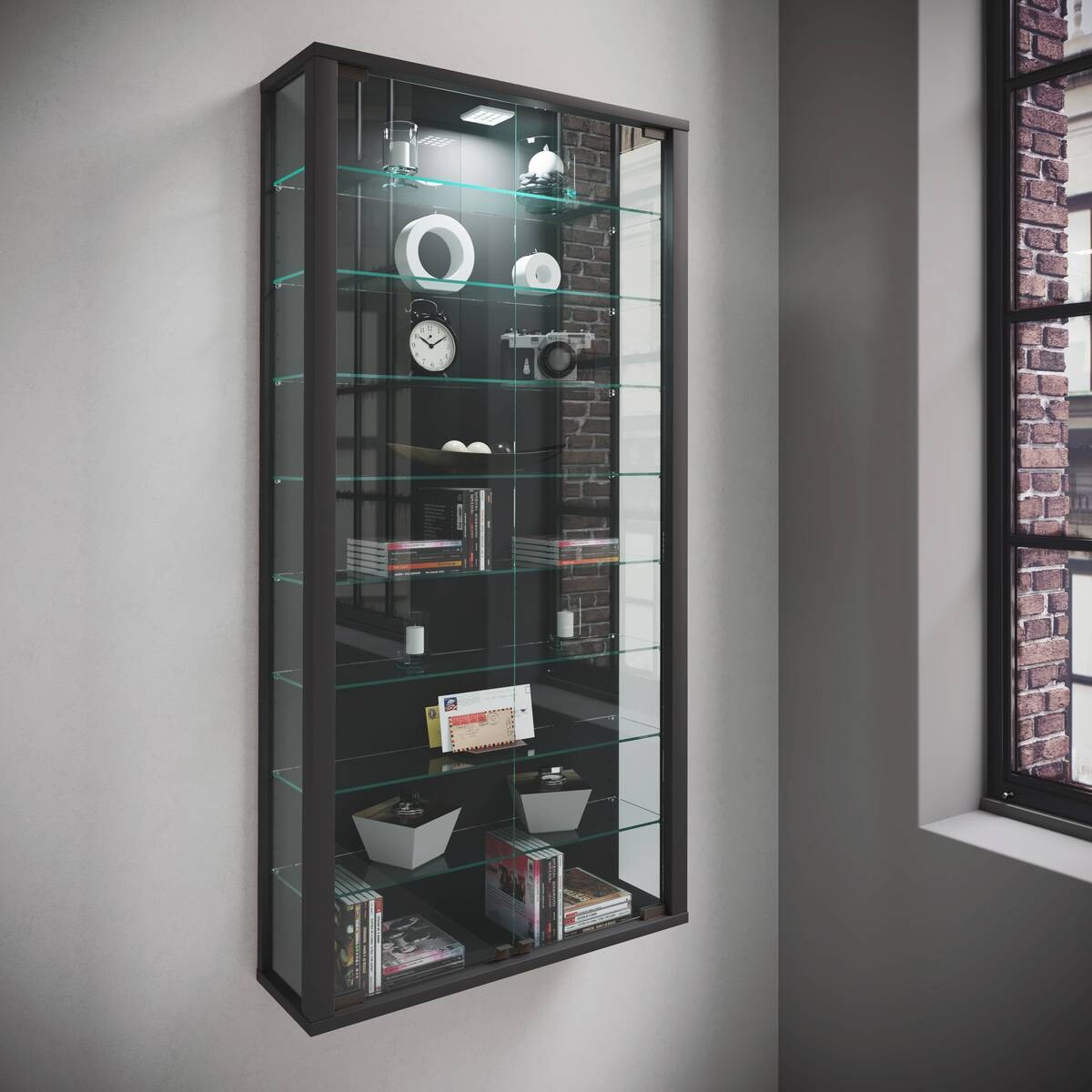 Vitrine Vitrosa Maxi schwarz Holzwerkstoff Glas B/H/T: ca. 59x113x18 cm