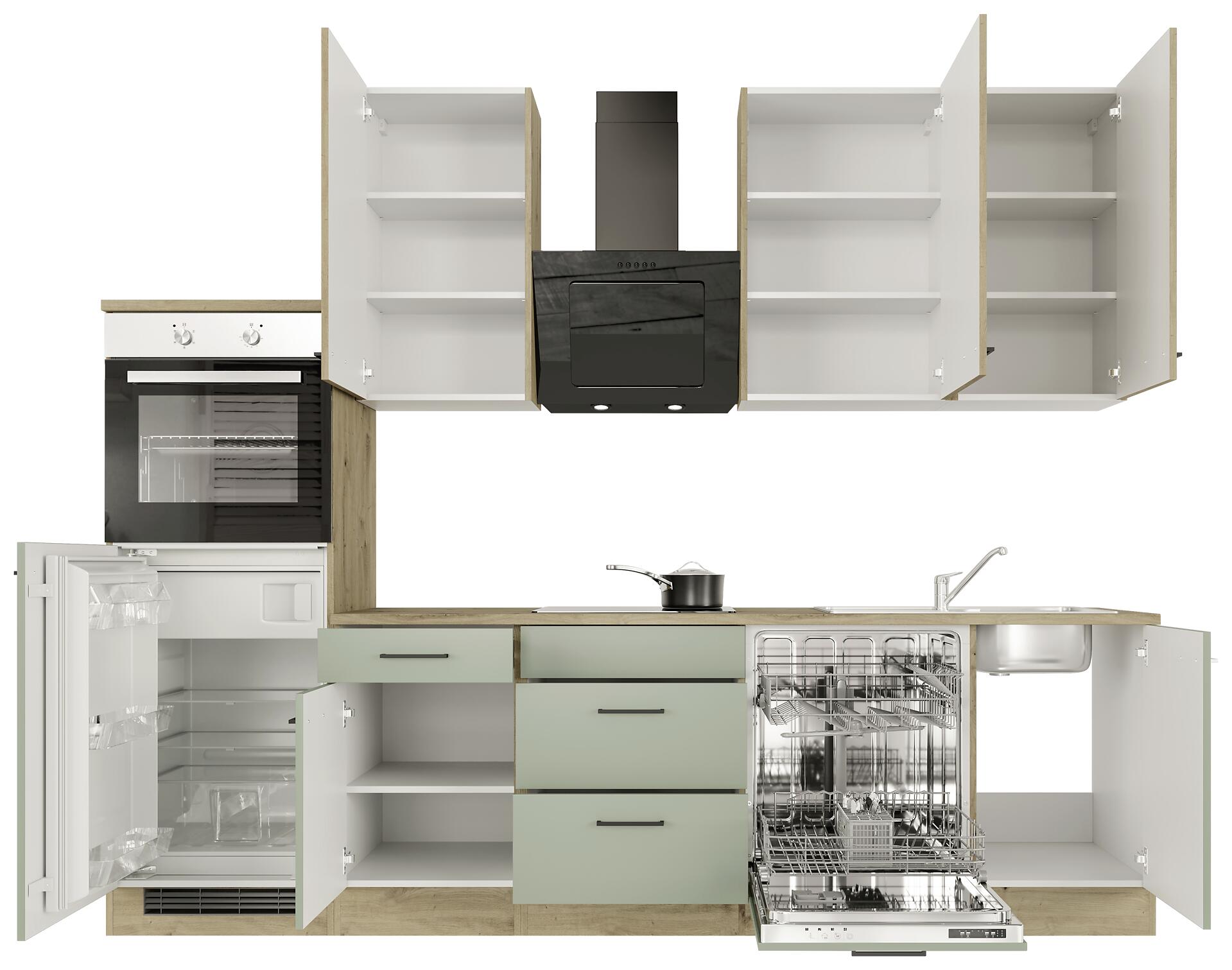 Küchenblock Cara grün matt B/H/T: ca. 280x234x60 cm