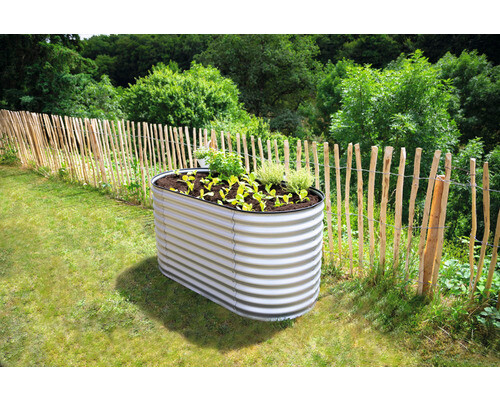 Westmann Hochbeet Oval silber Metall B/H/L: ca. 80x82x160 cm