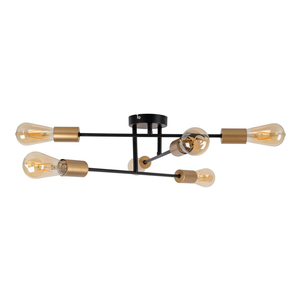 Näve Leuchten Deckenleuchte 1365722 schwarz Metall B/H/T: ca. 54,5x17,5x54,5 cm E27 6 Brennstellen