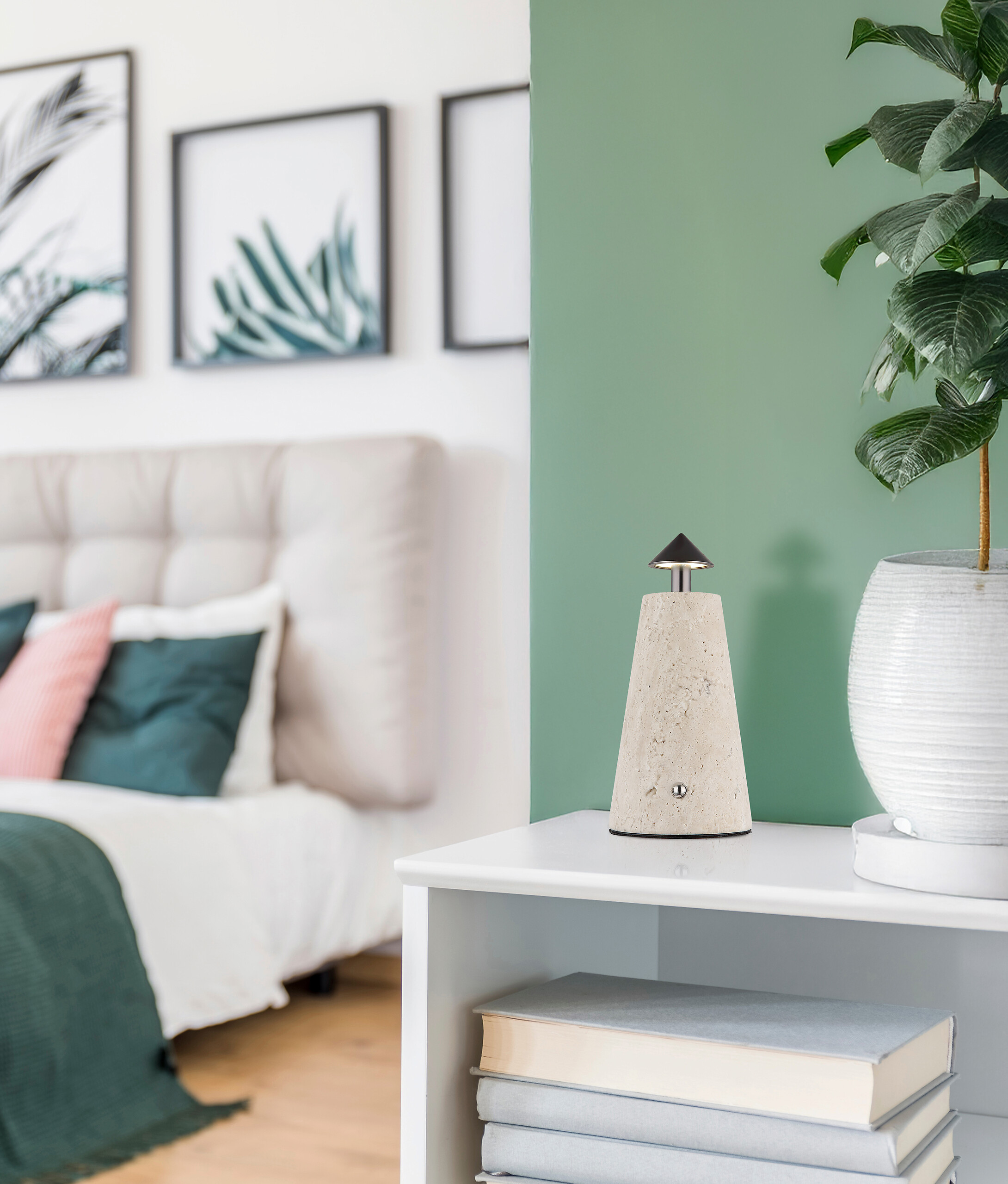 GLOBO LED-Tischleuchte grau schwarz Chrom Kunststoff Metall Stein H/D: ca. 19x9 cm 1 Brennstellen