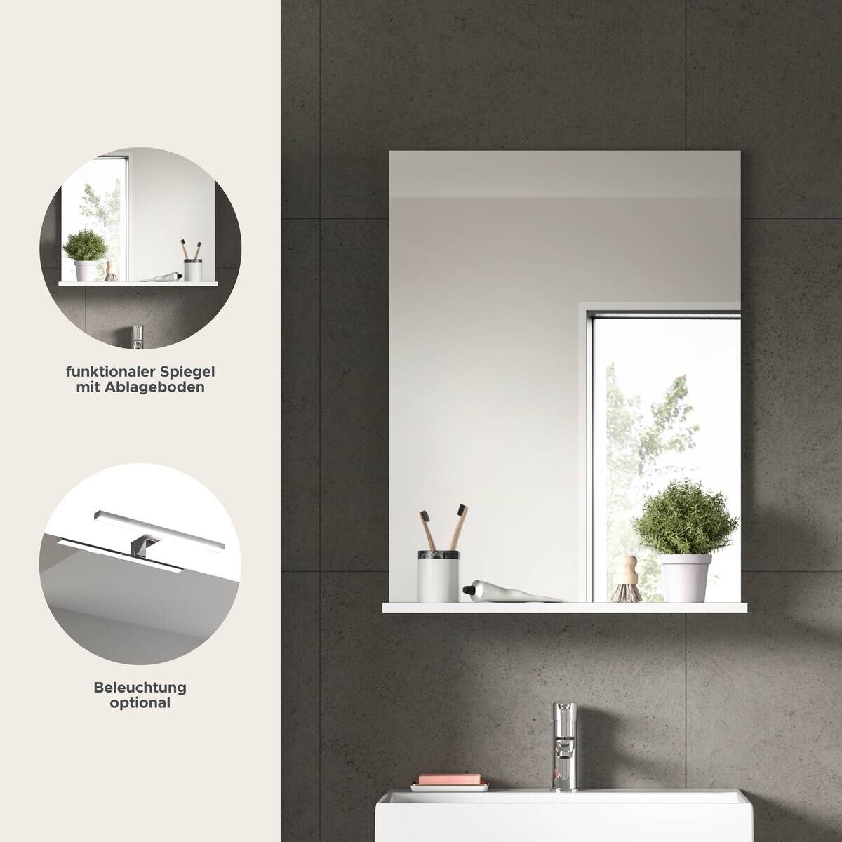 Badspiegel Scout weiß weiß Hochglanz B/H/T: ca. 60x79x18 cm