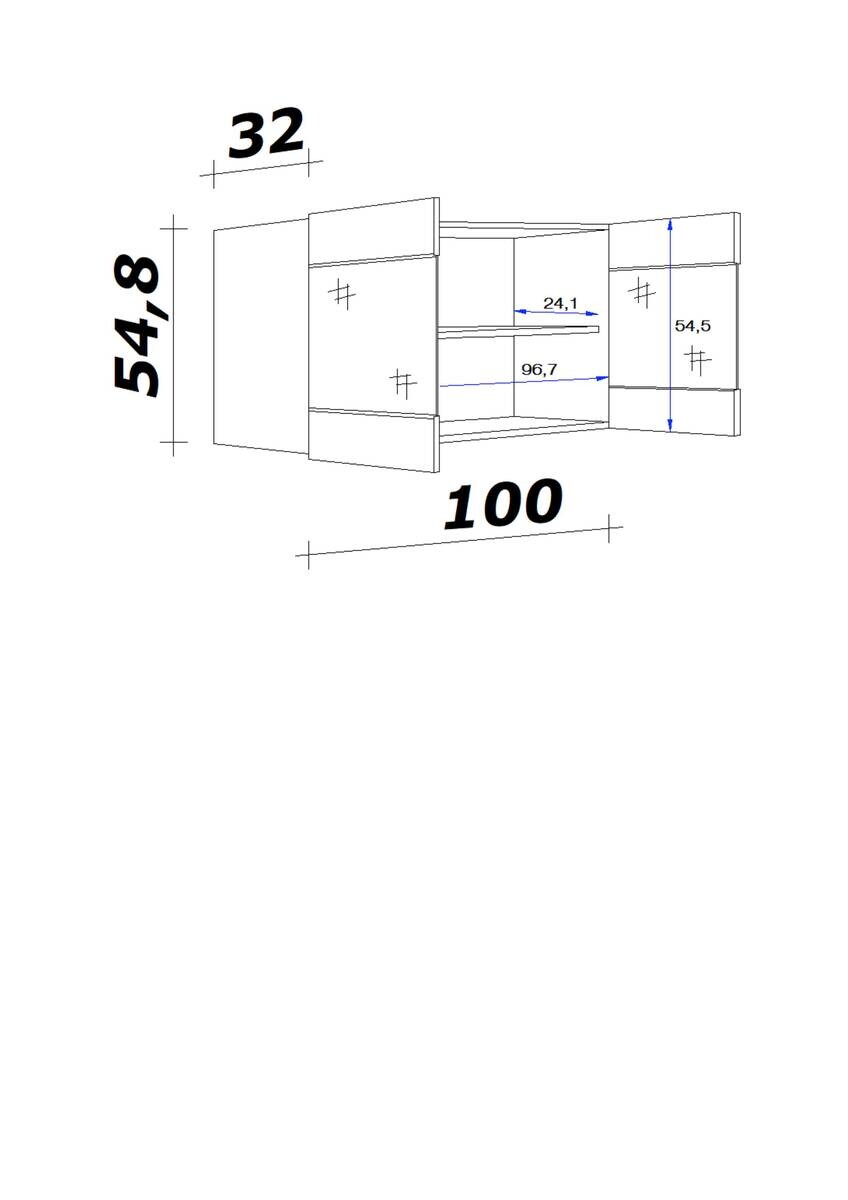 Hängeschrank Valero weiß Hochglanz B/H/T: ca. 100x54,8x32 cm