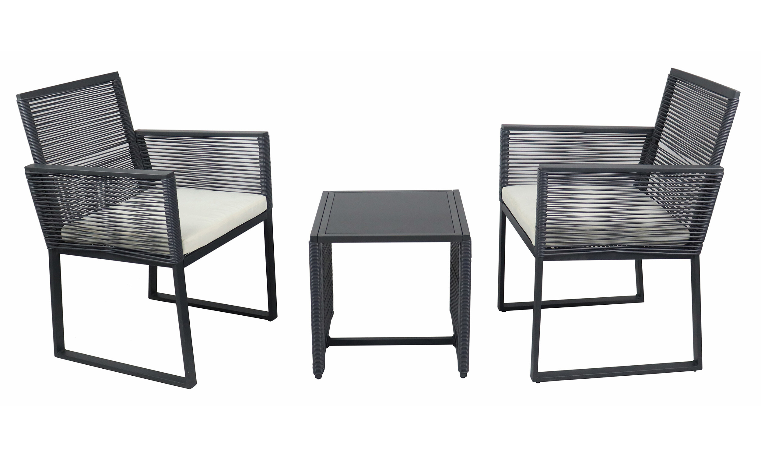 VCM Gartensitzgruppe Fidola schwarz Polyrattangeflecht B/H/L: ca. 53x86x53 cm