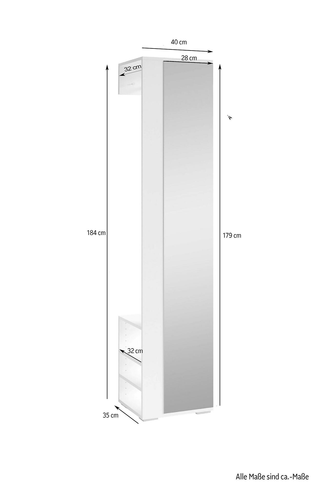 Hochschrank BEN weiß B/H/T: ca. 40x184x35 cm